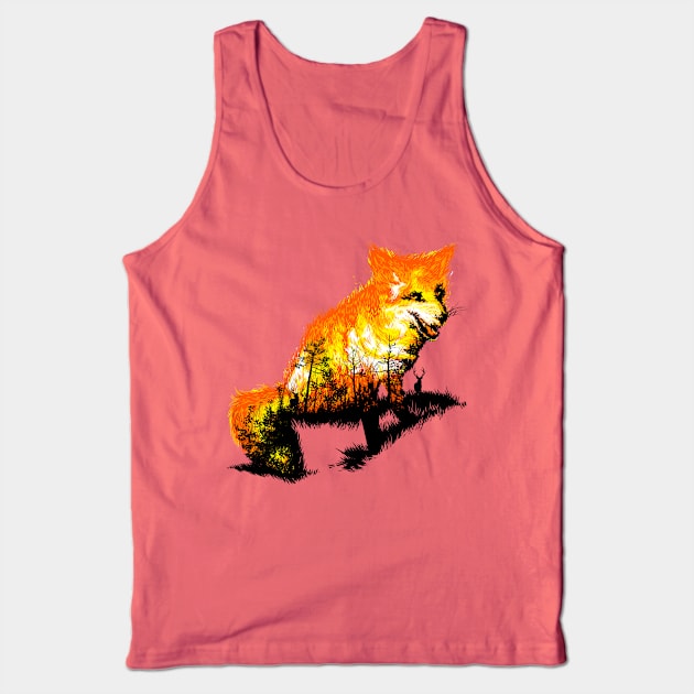 Fire Fox Forest Fire Tank Top by kookylove